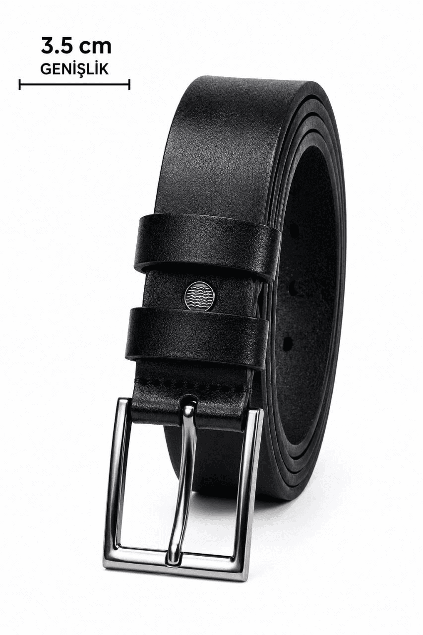 Erkek Hakiki Deri 3.5 cm Klasik Kemer Metal Tokalı Günlük ve Klasik Kullanım