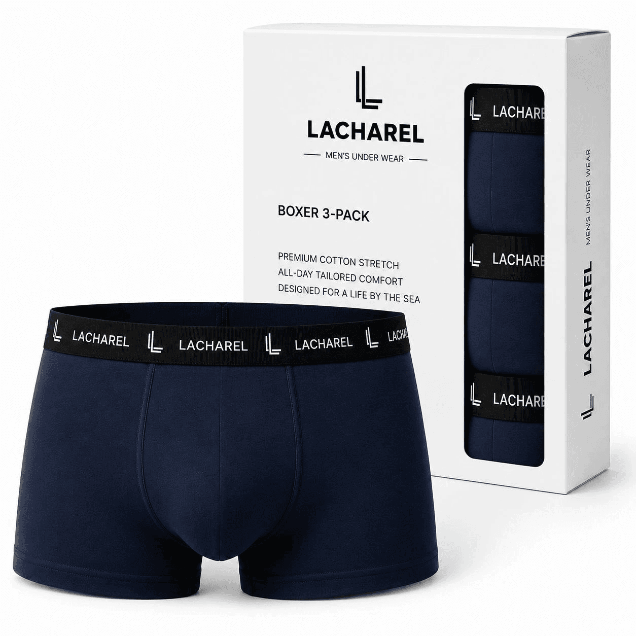 Erkek Likralı Pamuklu Nefes Alan Penye Boxer 3'lü Paket - Lacivert — görsel 1 / 7