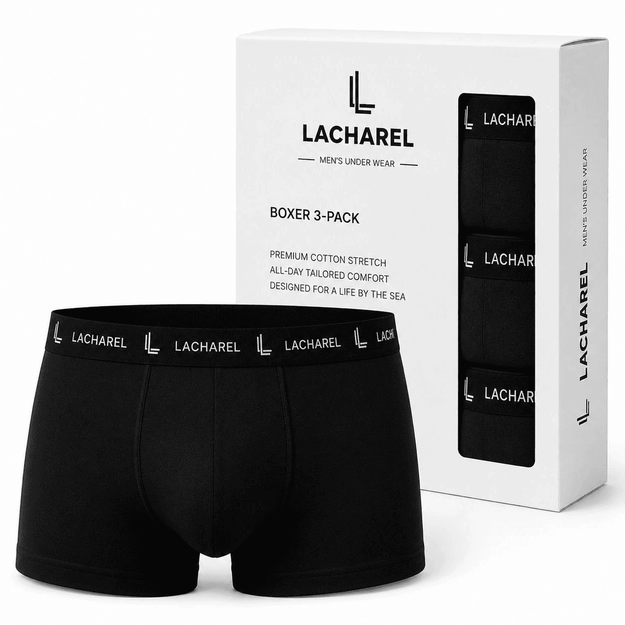 Erkek Likralı Pamuklu Nefes Alan Penye Boxer 3'lü Paket - Siyah — görsel 1 / 7
