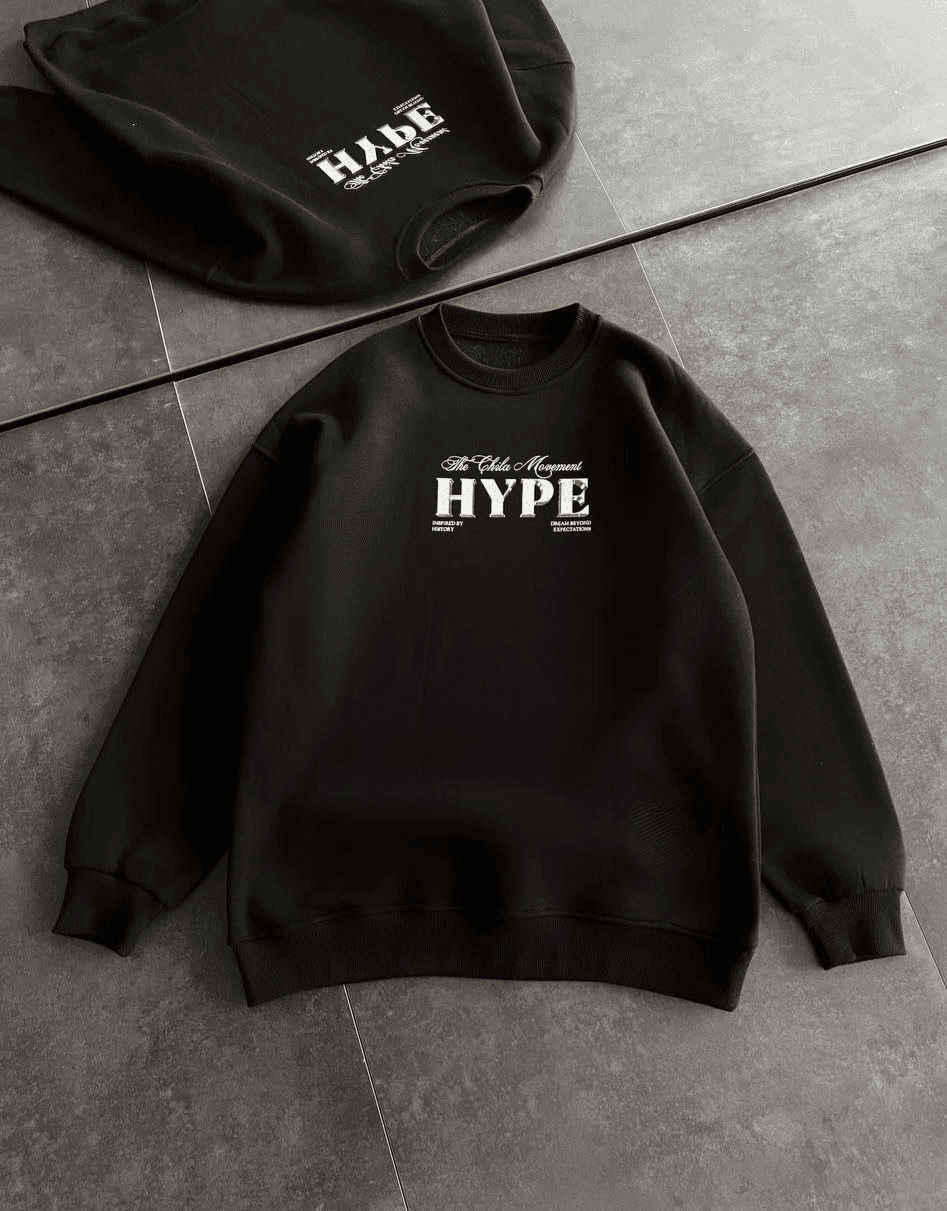 Kadın 3 İplik Pamuklu Bisiklet Yaka Baskılı SweatShirt - Siyah