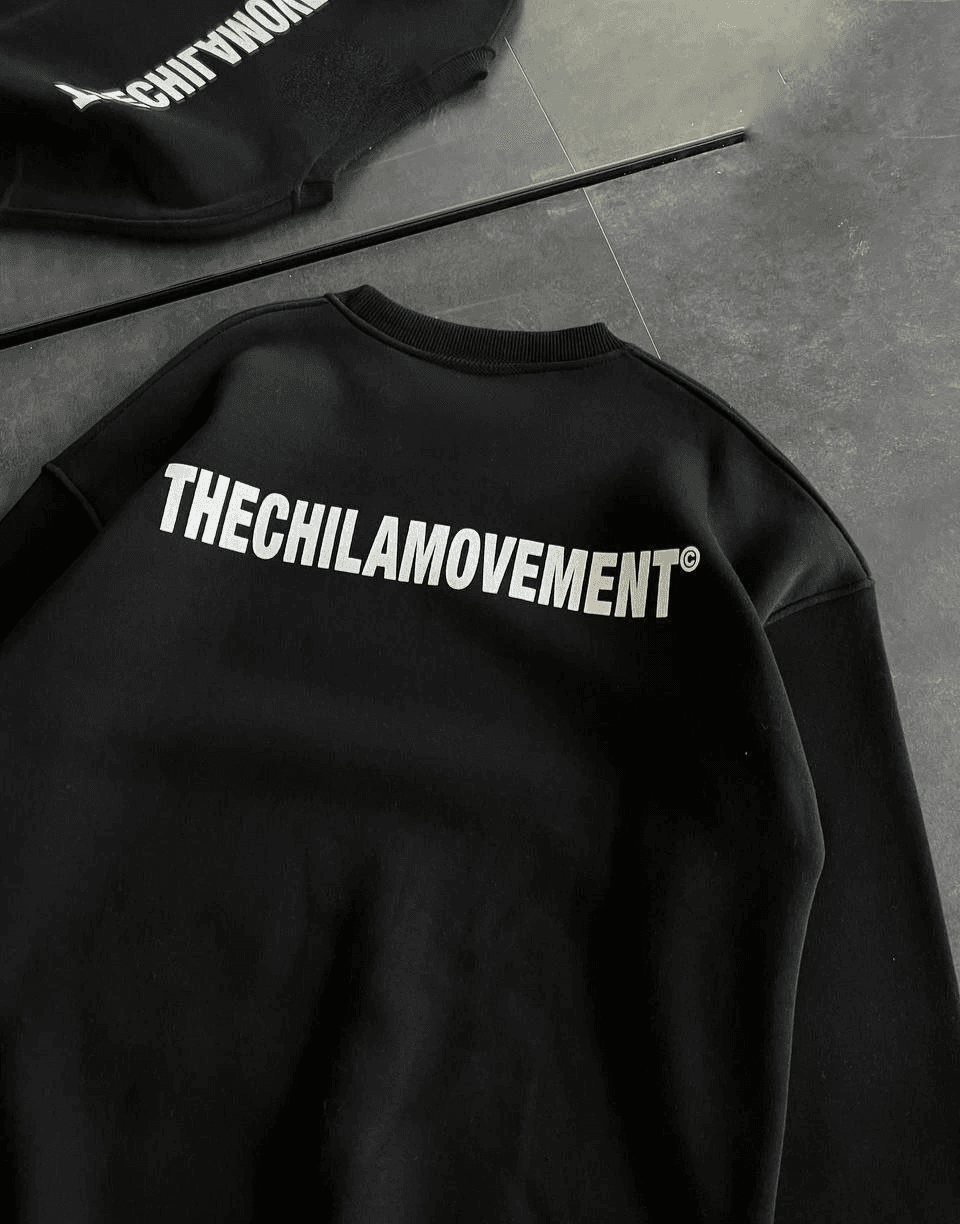 Kadın 3 iplik Kışlık pamuklu Bisiklet Yaka Oversize Baskılı SweatShirt - Siyah